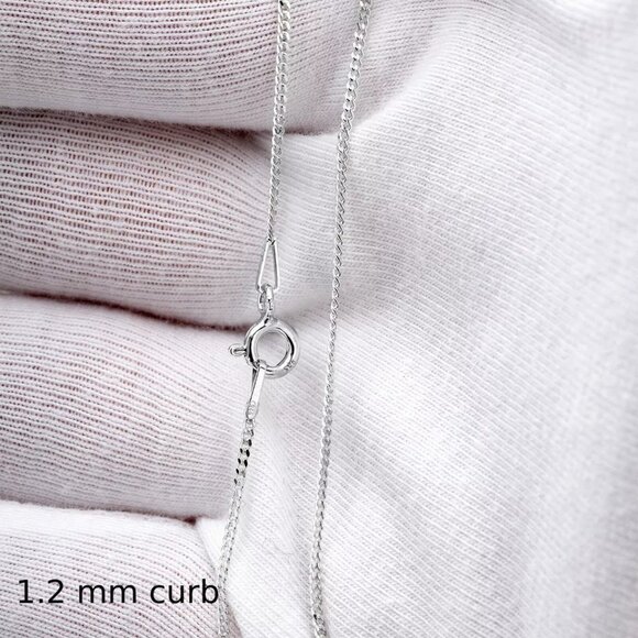 925 Sterling Silver Curb Necklace Chain In Various Lengths With A Gift Bag - Picture 5 of 11